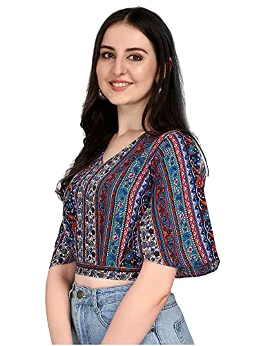 SIRIL Women's Regular Fit Crop Top(215TK113-S_Multi)