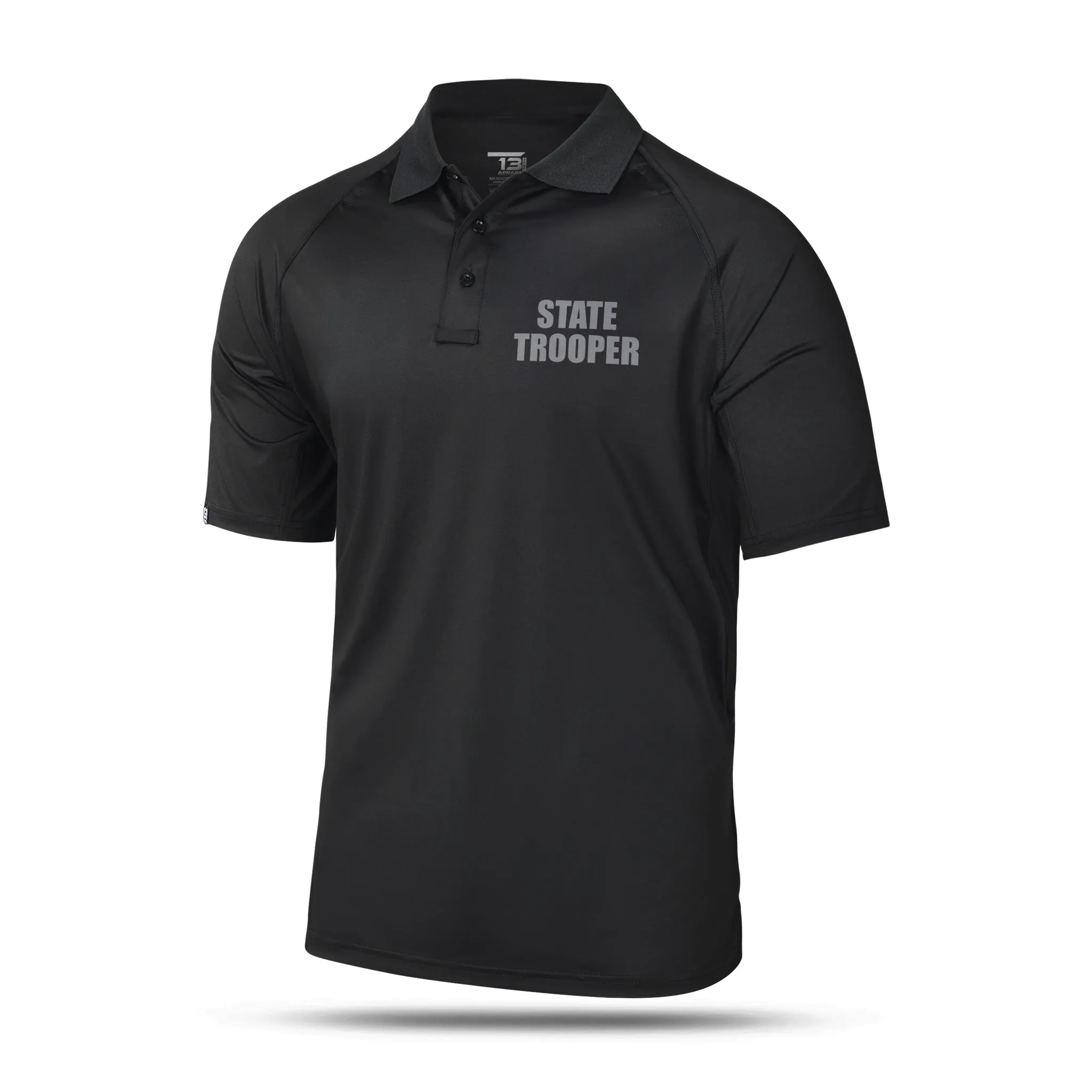 [STATE TROOPER] Reflective Men's Performance Polo [BLK/REF]