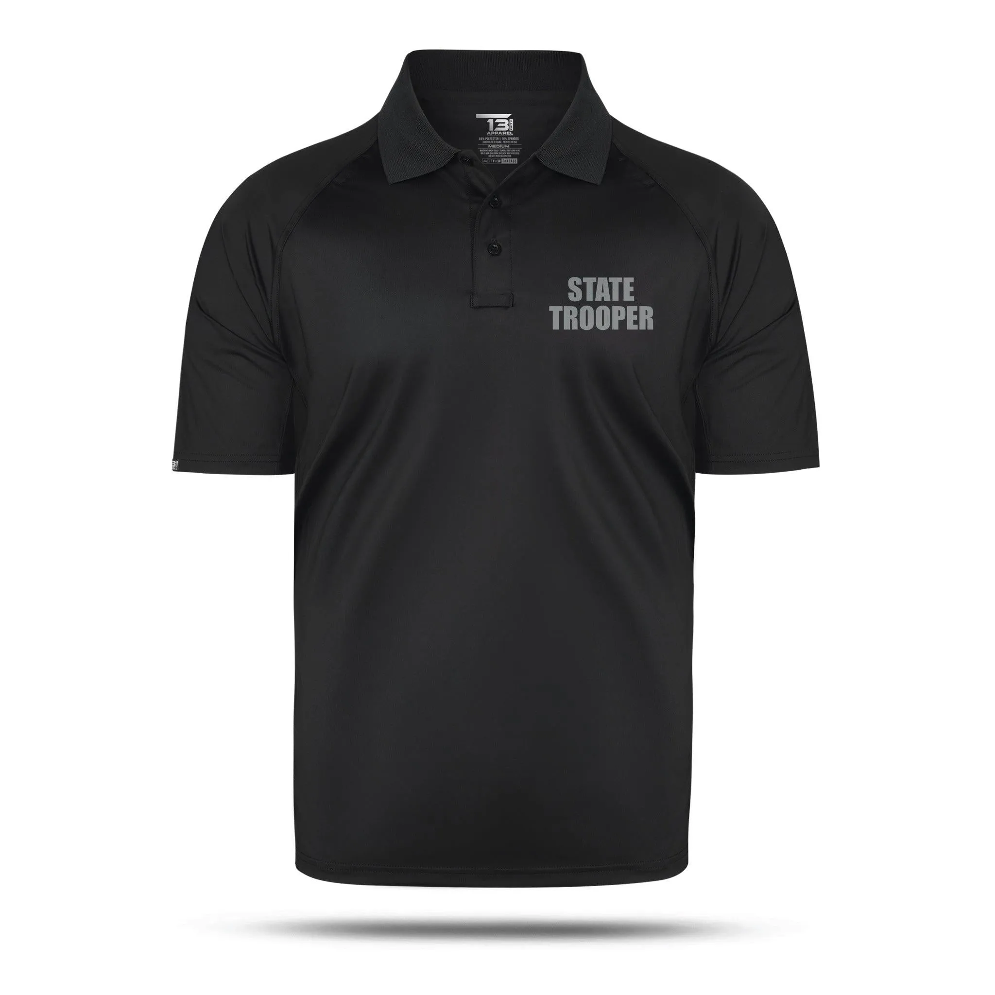 [STATE TROOPER] Reflective Men's Performance Polo [BLK/REF]