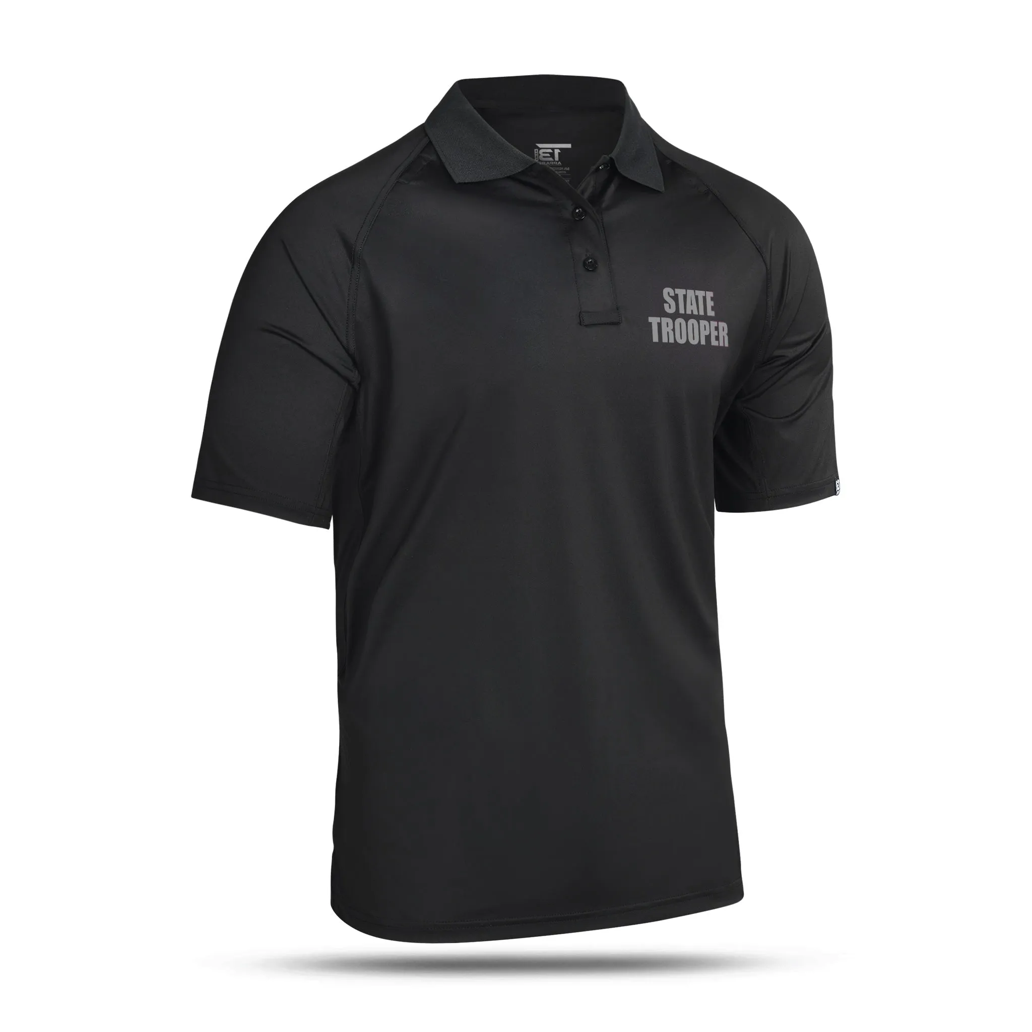 [STATE TROOPER] Reflective Men's Performance Polo [BLK/REF]