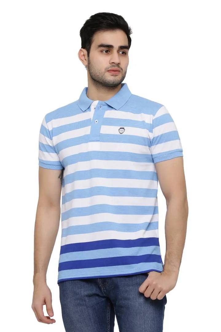 Striped Men Polo Neck  T-Shirt