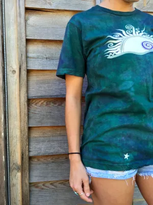 Teal and Purple Sunrise Organic Tshirt - Batik Print