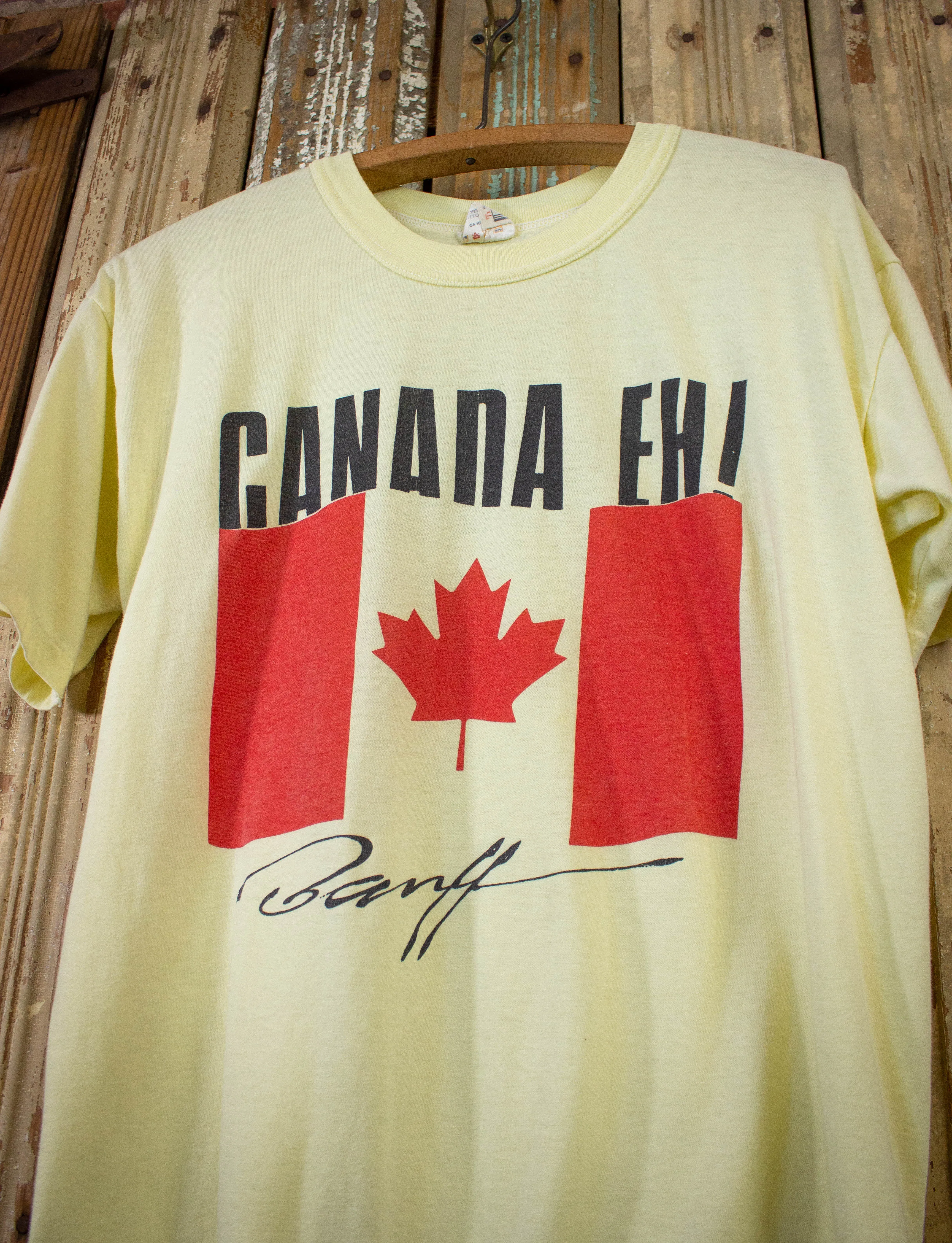 Vintage Canada Eh! Graphic T Shirt 80s Yellow Medium