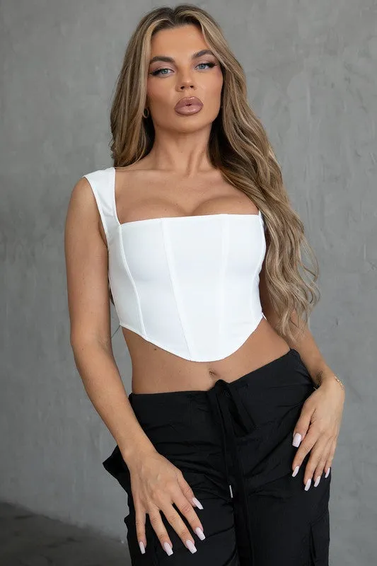 White Bengalin Corset Top