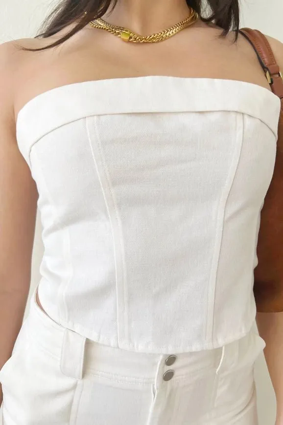 White Strapless Corset Top